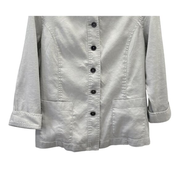 Bella Colori Light Gray Linen Blend  Jacket Lace-Up Back Detail - Womens Small - Picture 5 of 7